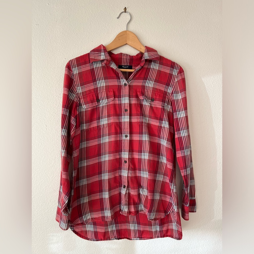 Madewell Red Plaid Button Down - image 1